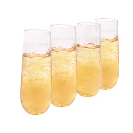 EcoQuality 9 oz Stemless Clear Plastic Champagne Glass, Unbreakable Elegant and Reusable Champagne Flute Ideal for Celebrating In Style, Toasting Glasses for Indoors or Outdoors (6)