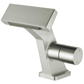 BAKALA Bathroom Sink Faucets Brushed Nickel, Waterfall Bathroom Faucet 1 Hole, Single Handle Brass Bathroom Faucet Deck Mount with 2 Supply Hoses for Basin Lavatory Vanity