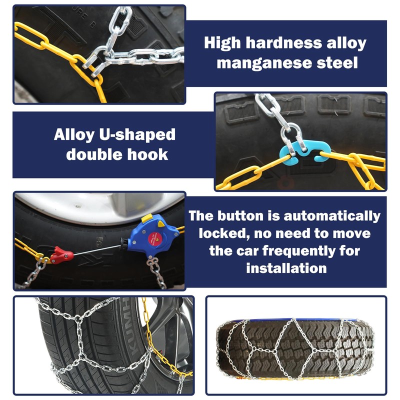 ​​NEOCHIAEVO Auto Tightening Snow Chains Tire Chains, 1-Minute Quick Install,