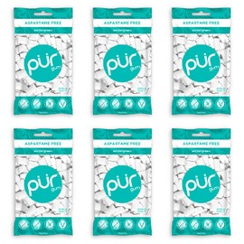 PUR 100% Xylitol Chewing Gum, Wintergreen, Sugar-Free + Aspartame Free, Vegan + non GMO, 55 Count (Pack of 6)