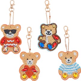 SUNNYCLUE Bear Diamond Art Painting Keyrings Bear 5D Diamond Art Painting Craft Kits with Resin Rhinestone Keychain for Adult Beginner Bag Backpack Keyring Mosaic Making
