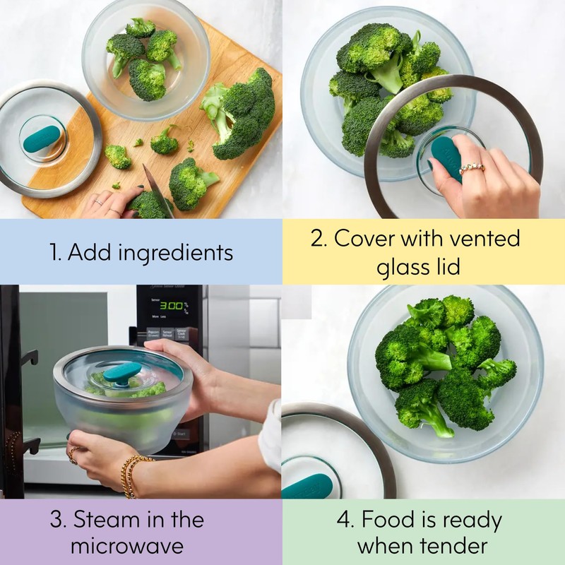 Anyday 7-Cup Glass Microwave Steamer for Vegetables – BPA-Free Glass