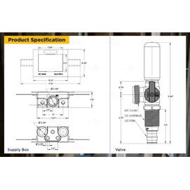 Highcraft TC200-GI Washing Machine Outlet Box Dual Drain Assembled Valves and Hammer Arrestors White ABS, 1/2'' Expansion PEX