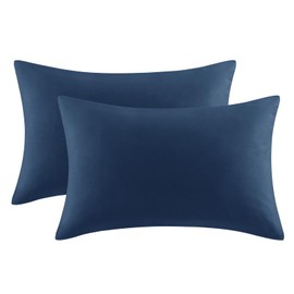 Aisbo Pillowcases 2 Pack - Navy Blue Standard Pillow Case Set of 2, Soft Pair of Microfiber Plain Pillow Cover 50x75 cm with Envelope Closure