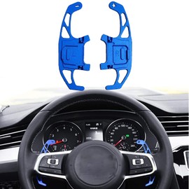 2pcs Aluminum Alloy Steering Wheel Shift Paddle Shifter Extension Fit For VW Volkswagen Golf MK7 GTI R R-line Scirocco 2014-2019 (Blue)