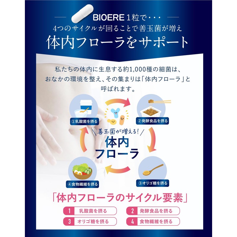 【生きてる菌活 乳酸菌 酪酸菌 ビフィズス菌】BIOERE 乳酸菌 4.5兆個 ビフィズス菌 酪酸菌 サプリ 30日分