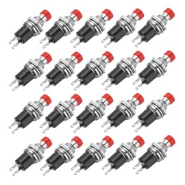 sourcing map 20 Pcs 1A 250V AC 7mm Mini Momentary Push Button Switch SPST NO Red Switch Button with Soldering Foot for Electronic Devices