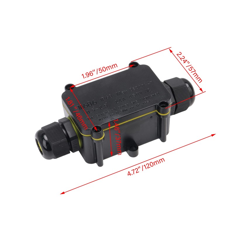 CNBTR Outdoor Underwater IP68 2Way Cable Wire Connector Junction Box