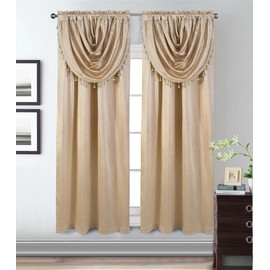 GLORY RUGS Window Panel with Attached Valance Curtain Bedroom Living Room Dining 42"X84" Cream