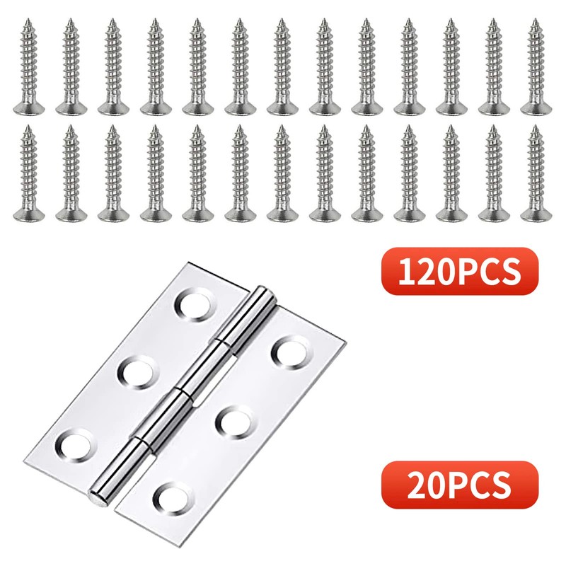 20Pcs 2 Inch Stainless Steel Folding Hings for Wooden Box