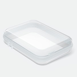 CoiiJoii Clear Hard Shell Zipper Case,Transparent Double Zippers Hard Pouch,Portable Travel Organizer Bin for Storage (White, Medium 1pc)