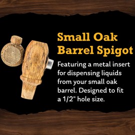 Red Head Barrels Wooden Oak Spigot and Bung Set, Small Oak Barrel Replacement Spigot (½-inch) and Bung (⅝-inch)