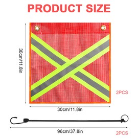 Red Flag Extra Long Highly Visible Reflective Warning Flag Red for Transport with Rubber Rope