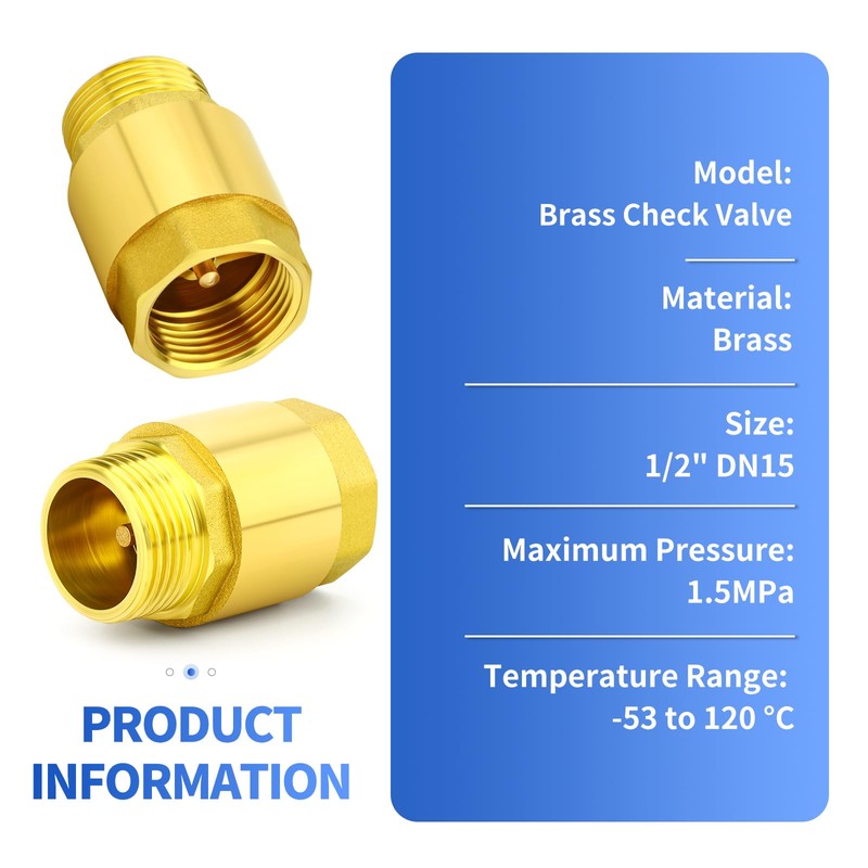 ERGAOBOY 1Pcs Brass One-Way Check Valve, 1/2" BSP Thread Female