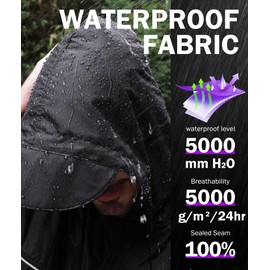 V VALANCH Mens Packable Rain Jacket Waterproof Lightweight Windbreaker with Hood Outdoor Raincoat for Hiking Running Travel