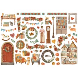 Stamperia ALL AROUND XMAS Adhesive Ephemera Christmas Mixed Media 58pc DFLCT26