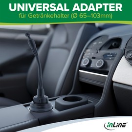InLine Cup Holder Foot for Car Mount - Universal Adapter for Cup Holder (Diameter 65-103 mm), Flexible Gooseneck, Sturdy Smartphone Attachment in the Car, 23156P