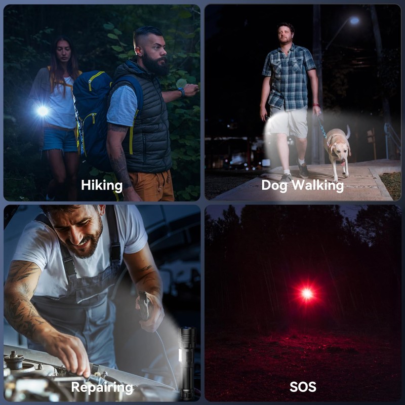 Wohingo Flashlight Rechargeable 2000 High Lumens IPX6 Waterproof Super Bright