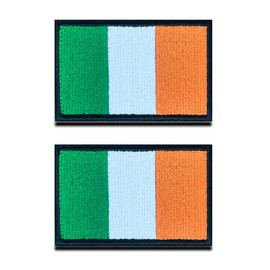 Pack of 2 Ireland Flag Patch - Tactical Happy Irish National Emblem, Embroidered Patch with Closure, Military Bands for Backpacks Clothing Bags Uniform Vest Jersey