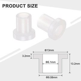 sourcing map 24pcs Flanged Sleeve Bearings Plastic Bushings ID 6.1mm x OD 9.08mm x Length 13.2mm Nylon Bushings, White