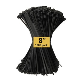Zip Ties, Cable Ties, 1000Pcs 8Inch 48Lb Tensile Strength Black Premium Self-Locking Nylon Zip Ties For Home Office, Garden, Workshop Fences