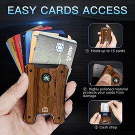 BAIXIXIG Metal Wallet for Men, Ergonomics Design Money Clip Wallet with Compass, Easily Removable Money & Cards, Minimalist Slim Wallet with RFID Blocking