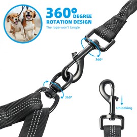 Dual Dog Leash Coulper | Hands Free Double Dog Leash | Double Dog Leash for Walking & Training & Hiking | Shock Absorbing Reflective | 360°Swivel 2 Dog Coupler | No Pull Y Dog Leash(Coulper Blue)