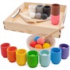 Wooden Color Matching Montessori Toy, Balls in Cups:_Small