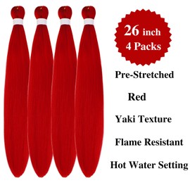 Gozill Red Boho Braiding Hair Pre stretched