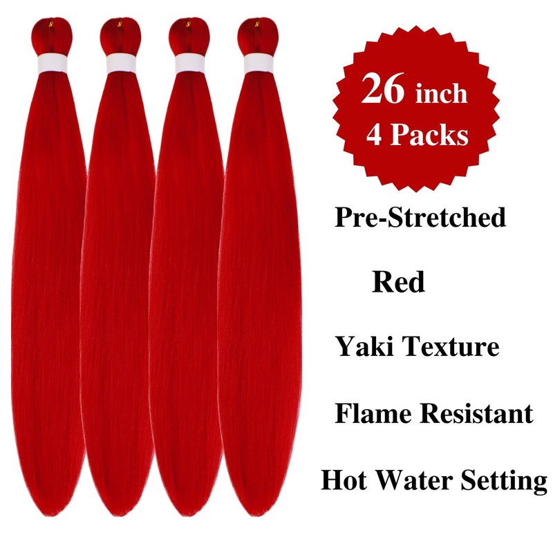 Gozill Red Boho Braiding Hair Pre stretched
