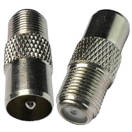 Cess PAL DVB-T TV Male to F-Type Female Coax Adapter AV Connector, 2 Pack, PAL Male to F-Type Female, Nickel-Plated Connectors