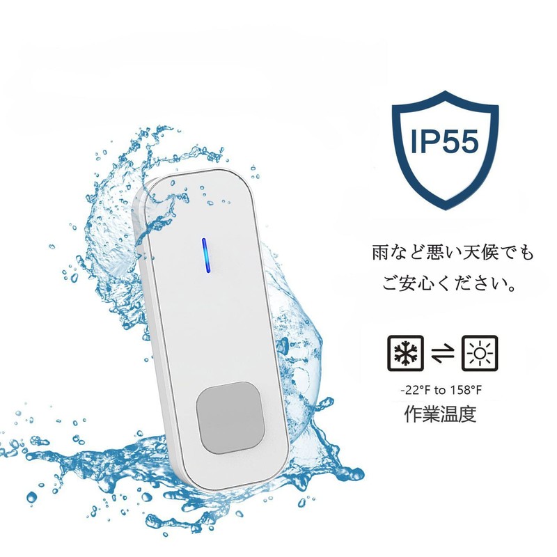 TopYart Wireless Chime, 300m Reception Distance, 55 Ring Tone, LED