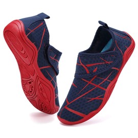 FANTURE Zapatos de agua para niñas y niños, suela ligera y cómoda, fácil de caminar, calcetines deportivos para agua (bebé/niño pequeño/niño grande), 3. Azul marino/Rojo, 10 Little Kid