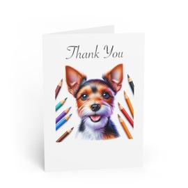 DistinctInk Greeting Card/Note Card -Toy Fox Terrier Colored Pencil Drawing Birthday - PACK of 25