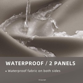 Waterproof Outdoor Curtain W52 x L63 - Grommet Top Sunlight Blocking Window Treatment Drapes Blackout Curtains for Home Bedroom Living Room Outdoor Patio Porch Pergola (Dark Taupe, 2 Panels)