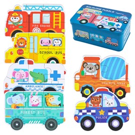 BBLIKE Children's Puzzle 6 Pictures Puzzles Children's Puzzle from 3 Suitable for Boys and Girls Children's Puzzle from 3 4 5 Years (Vehicle)