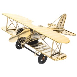 Zerodeko Hang Retro Airplane Aircraft Model, Metal Vintage Airplane Toy Gold Vintage Airplane Decor Home Office Ornament for Photo Prop