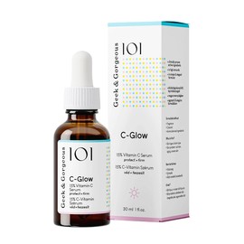 Geek & Gorgeous 101 C-Glow Serum with 15% Vitamin C, Super Light, with Ferulic Acid and Vitamin E, Protects the Environment, Promotes Collagen and Balances Skin Tone - For All Skin Types, 30 ml
