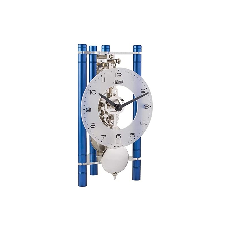 Hermle Table Clock, Aluminium, Blue, 19,5cm x 11cm x 9cm
