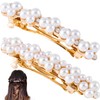 OIIKI 2PCS Pearl Rhinestones Hair Snap Clips for Wedding, Elegant