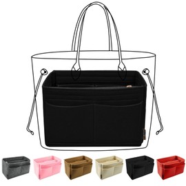 OMYSTYLE Black X-Large Organizer Insert, Felt Tote Bag Organizer Insert with 5 Sizes, Handbag Dividers for Inside Purse, Compatible with Longchamp, Neverful, Speedy and More