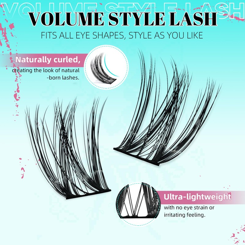 Cluster Lash Extensions 144PCS D Curl Eyelash Clusters with Premium