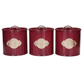 KitchenCraft Storage Canisters, Burgundy, 3 Pieces, Gift Boxed