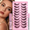 False Eyelashes with Glue Natural 10 Pairs Russian Strip Lash