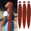 Leeven 3 Packs Copper Red Pre Stretched Braiding Hair Extensions