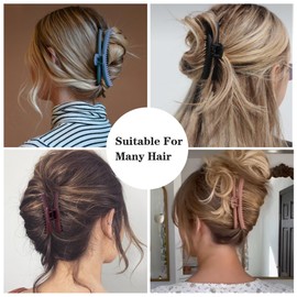 Hold Everything Hair Claw Clip for Thick and Thin Hair Big Hair Barrettes for Women and Girls Straight Wavy and Curly Hair Strong Hold Claw Clip With 52 teeth Banana Clips (4-Color&2-size)