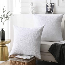 MarCielo 2 Pack Euro Sham Covers Euro sham 26x26 Euro Sham White 26 x 26 inches (White)