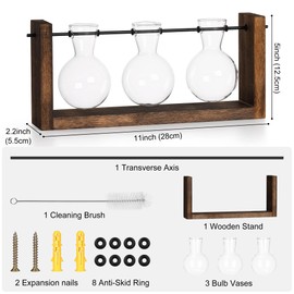 YIBOT Plants Propagation Stations,Plant Terrarium with Wooden Stand Wall Hanging Glass Planter Plant Propagation Vase for Indoor Office Home Garden Decor Plant Lover Gifts for Women