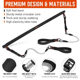 Pilates Bar Kit with Resistance Bands, 3-Section Multifunctional Yoga Pilates Bar with Metal Adjustment Buckle.Portable Pilates Equipment for Women & Men Full-Body Workouts at Home Gym