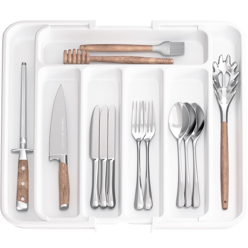 Aujen Cutlery Tray for Drawers, Removable, Expandable, Practical Drawer Insert,